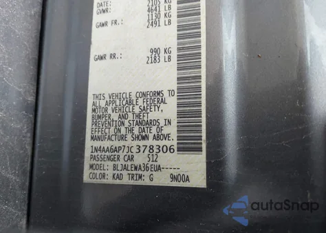 2018 Nissan Maxima 3.5 Sl z USA, uszkodzony, nr VIN 1N4AA6AP7JC378306